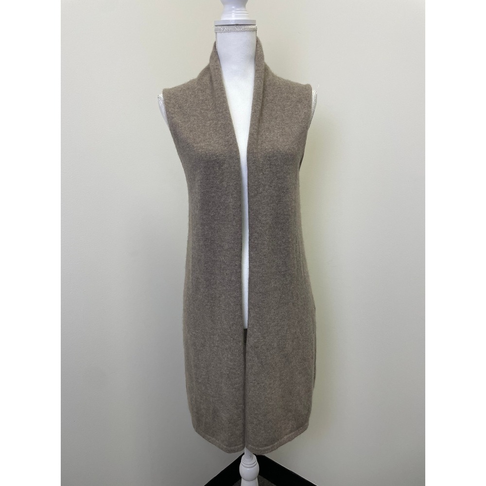 Max Studio 100% Cashmere Small Cardigan Sleeveless Open Front Long Vest Boho
